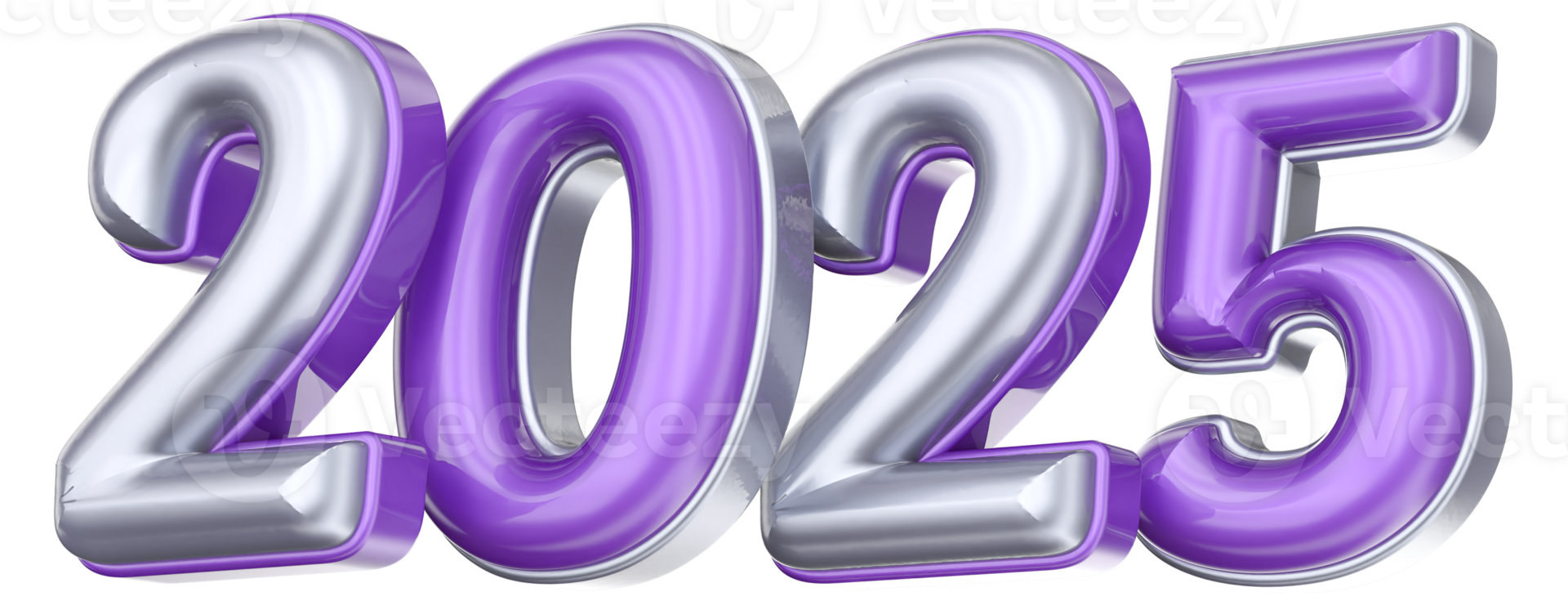Happy New Year Number 2025 3D png