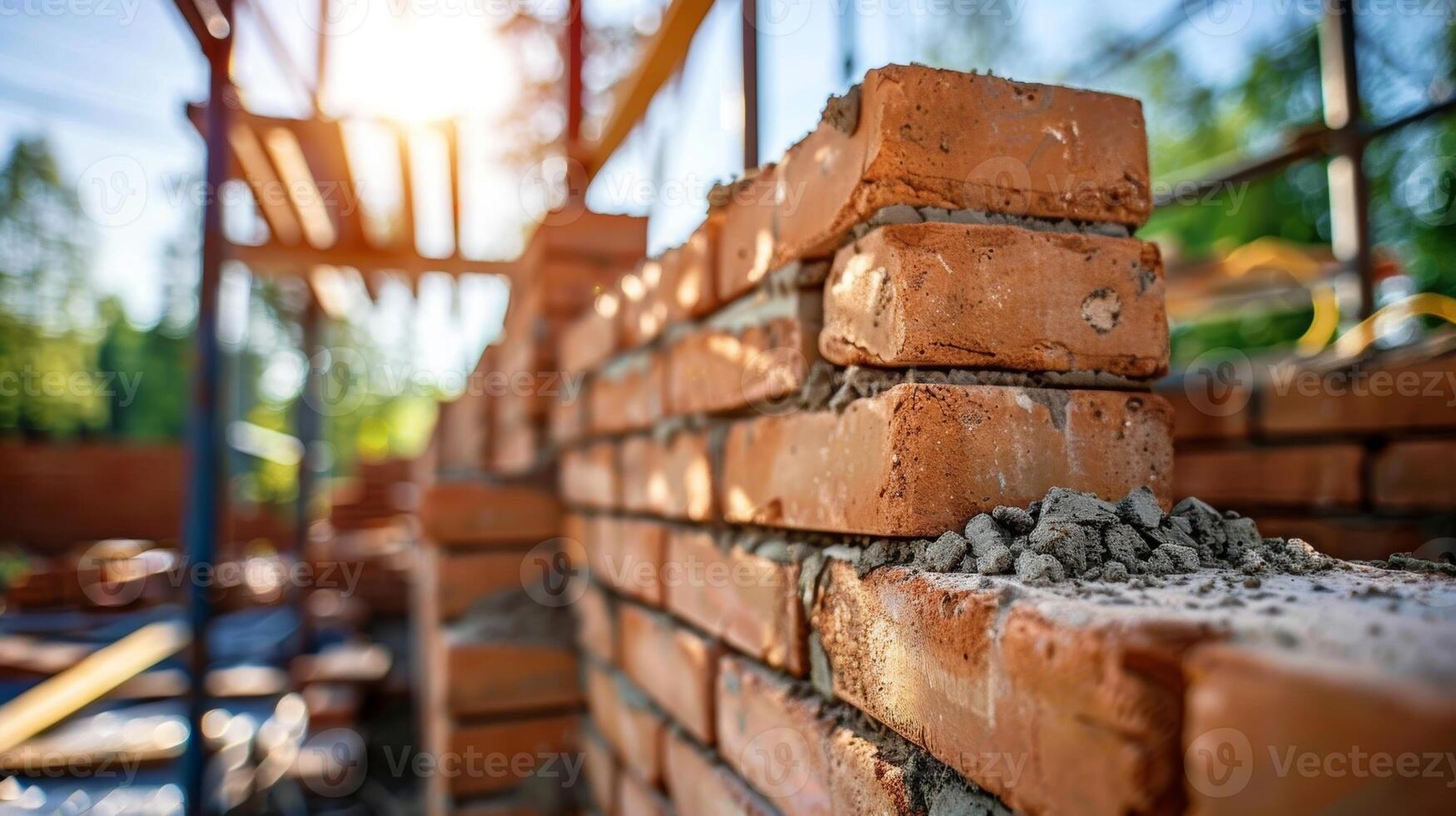 The exterior walls being built up with a bricklaying technique layer by layer photo