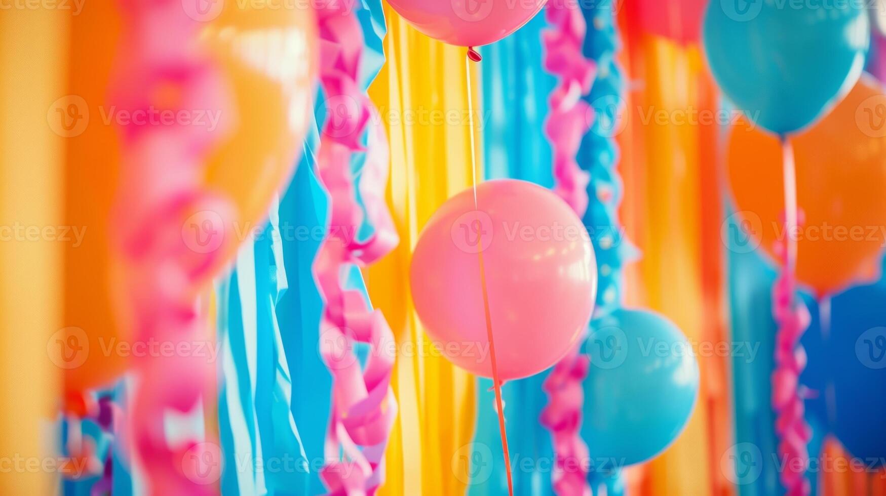 el evento es decorado con vistoso serpentinas y globos creando un festivo y atractivo atmósfera foto