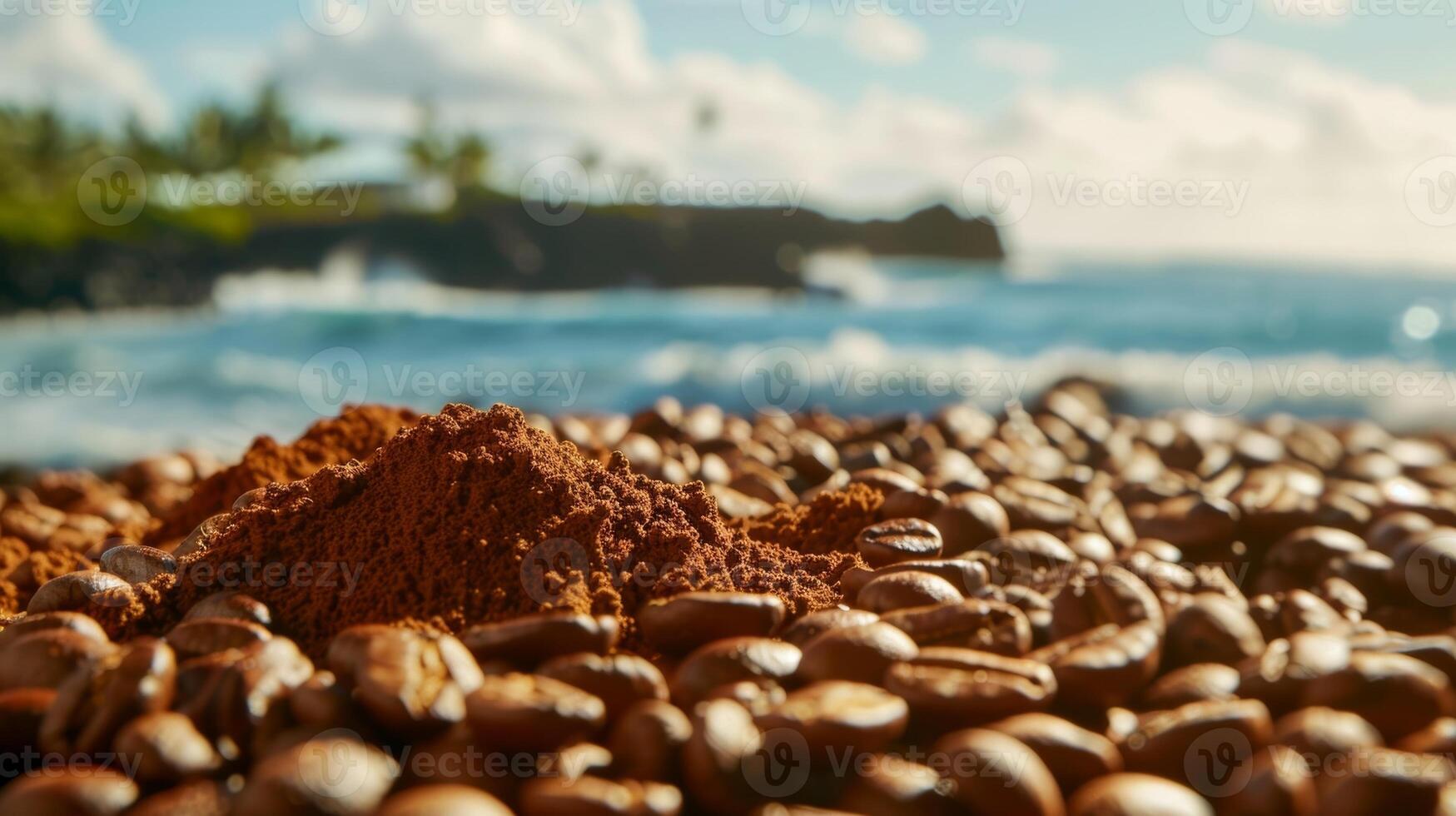 The aroma of freshly ground beans and the sound of waves crashing in the background set the perfect mood for a coffee tasting on this island getaway photo