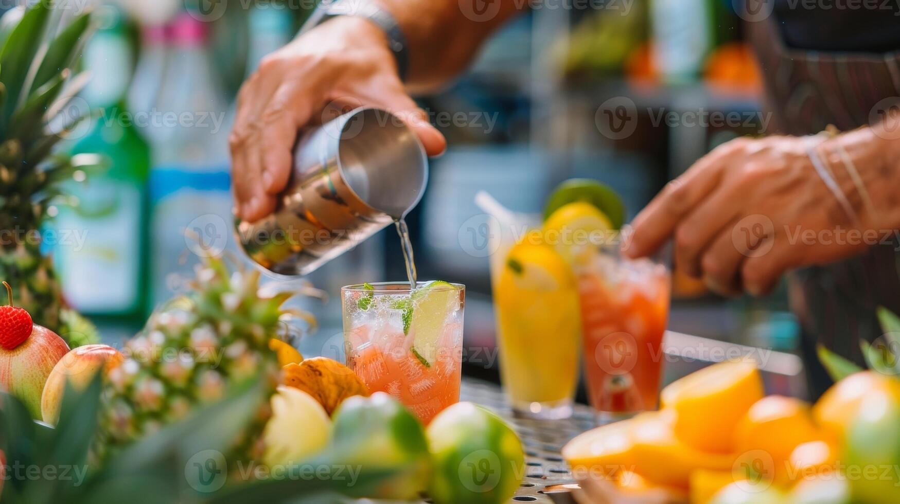 A tropical mixology workshop where participants can learn how to make their own fruity drinks photo