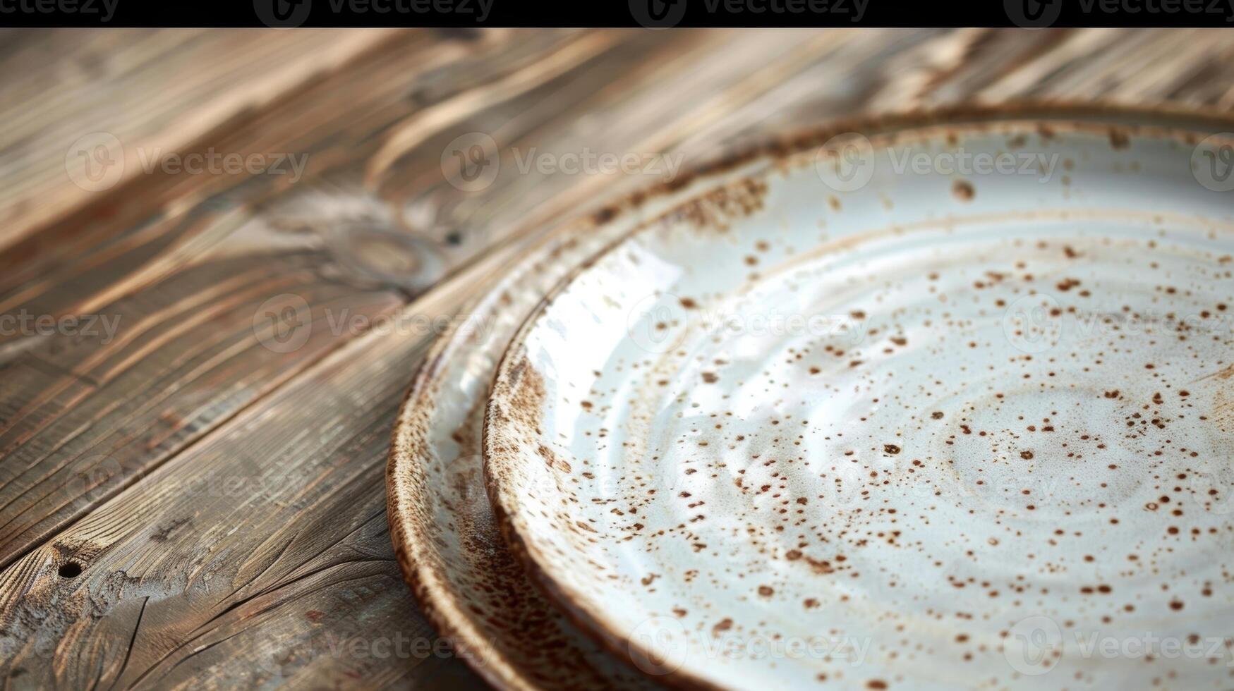 un personalizado cerámico plato con un rústico aún elegante Mira hecho a mano utilizando el angustioso técnica para un Clásico sentir. foto