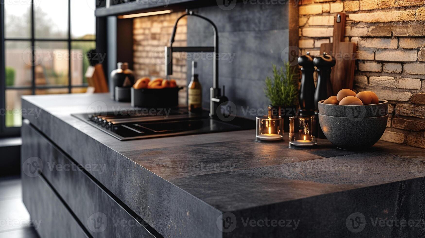 Witness the transformation of a plain concrete slab into a chic and contemporary countertop with the use of specialized tools and techniques photo