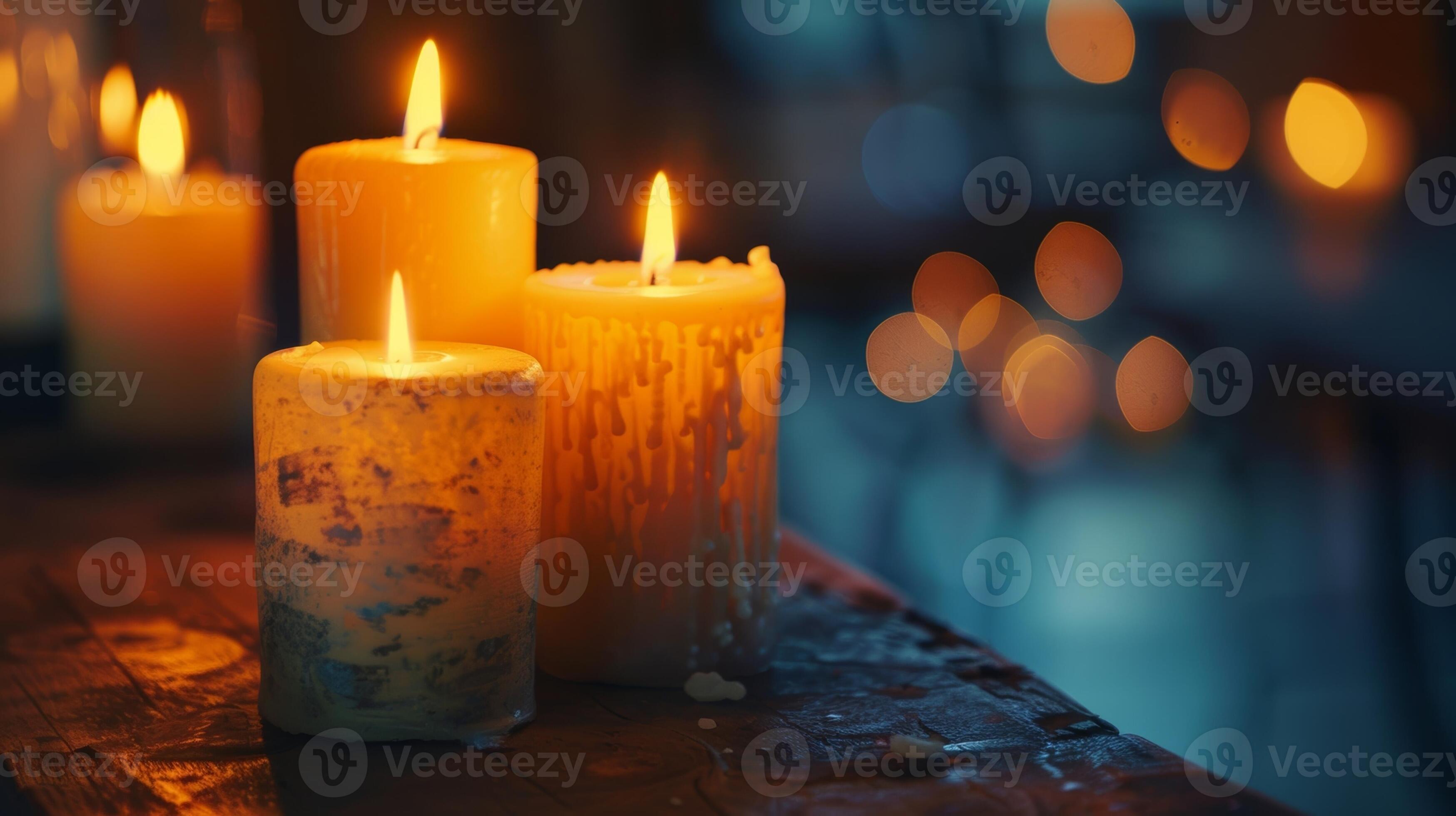 The crackling sound of the candles mixes with the gentle hum of