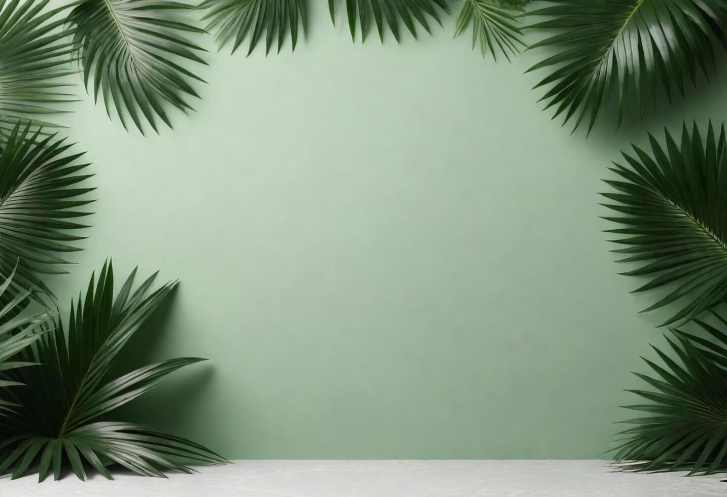 Aesthetic product backdrop, palm leaves photo