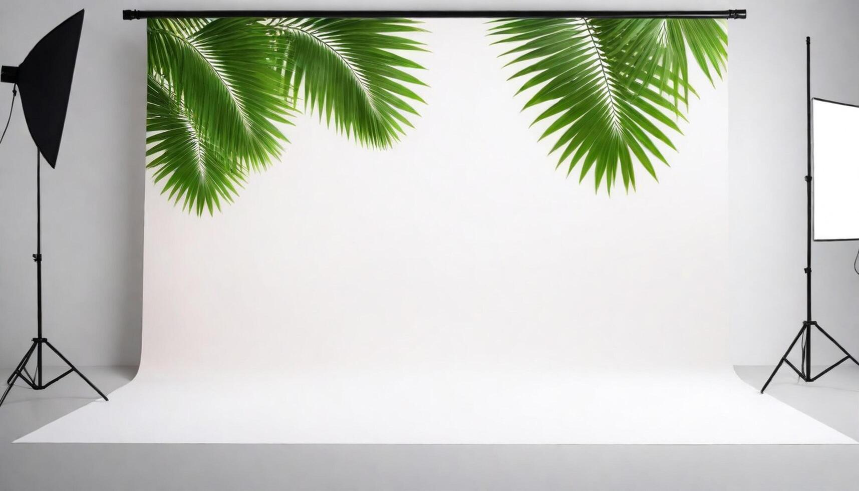 Aesthetic product backdrop, palm leaves photo