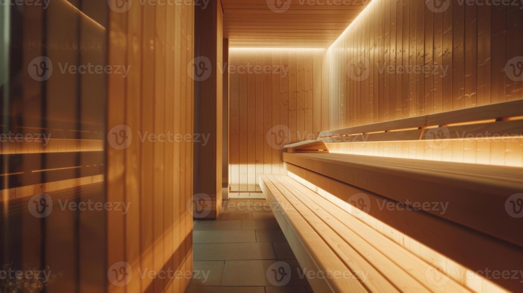 el saunas natural de madera interior y calmante música proporcionar un tranquilo atmósfera para mental claridad y relajación. foto