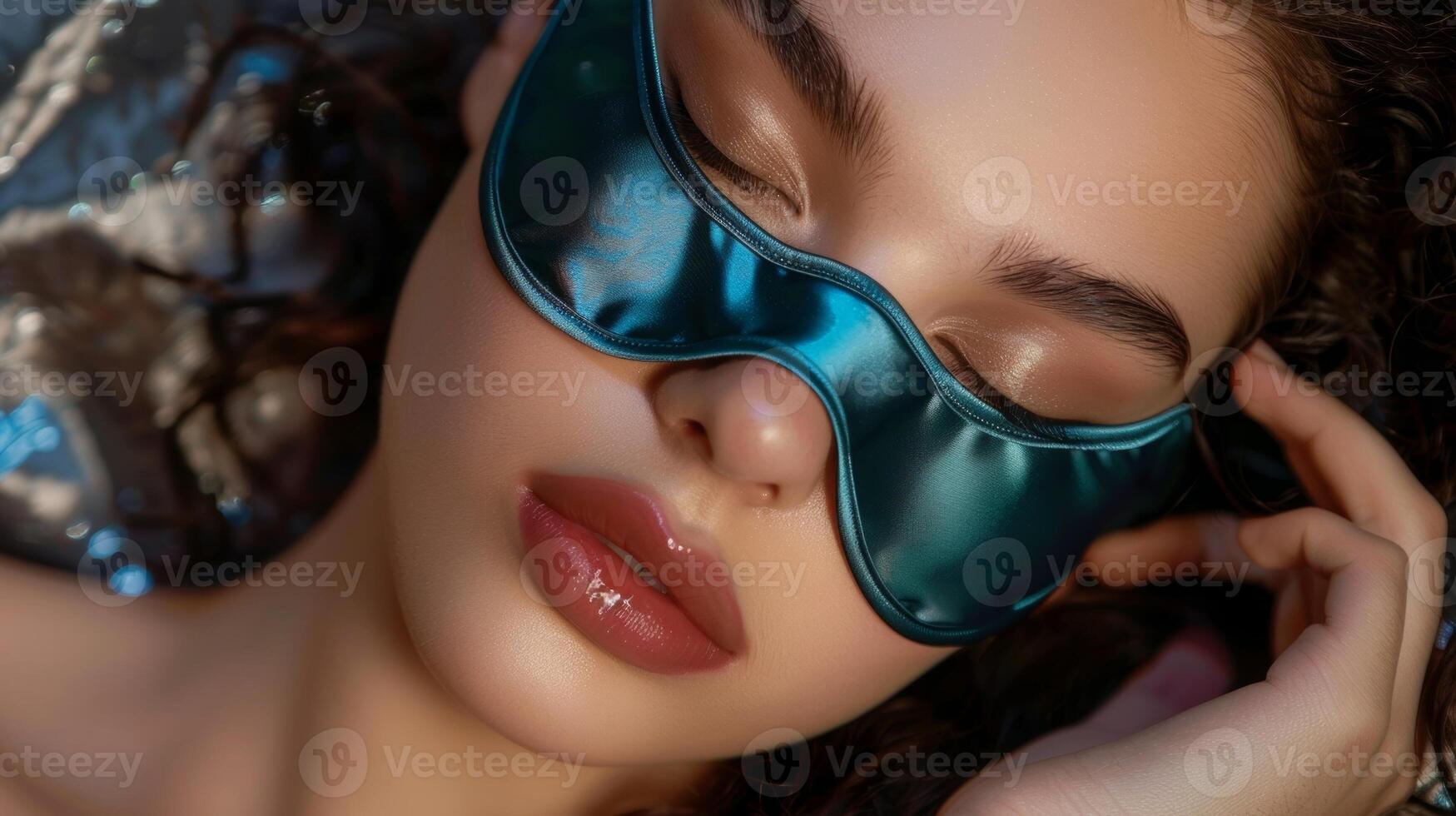 un lujoso satín dormir máscara disponible en un formación de maravilloso joya tonos agregando un toque de glamour a tu nocturno rutina foto
