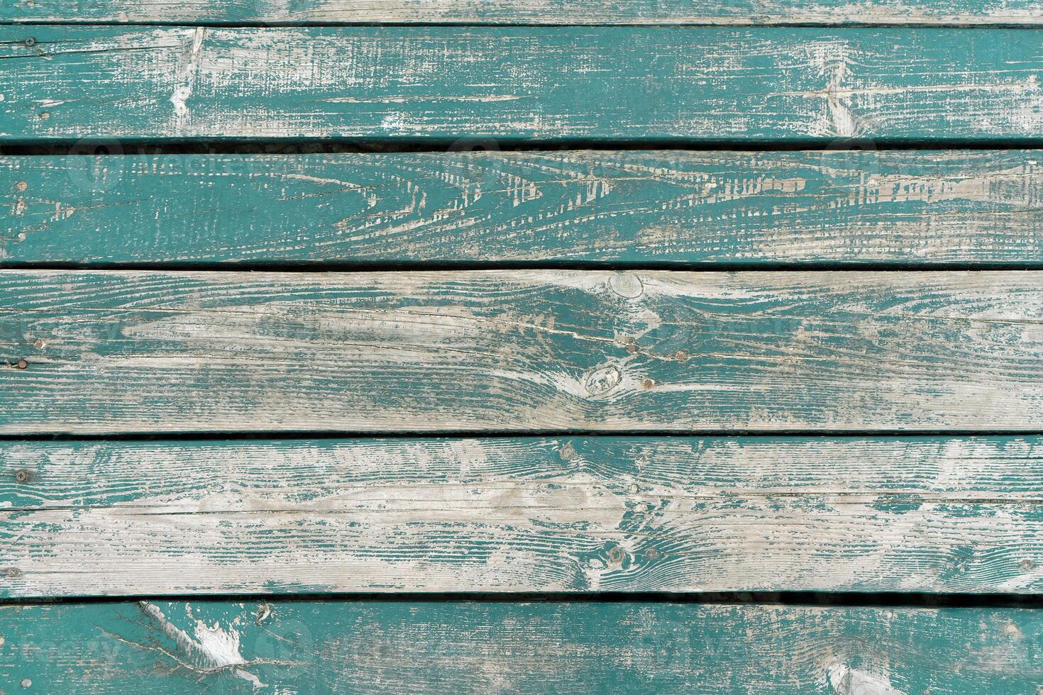 Turquoise weathered aged wooden background photo