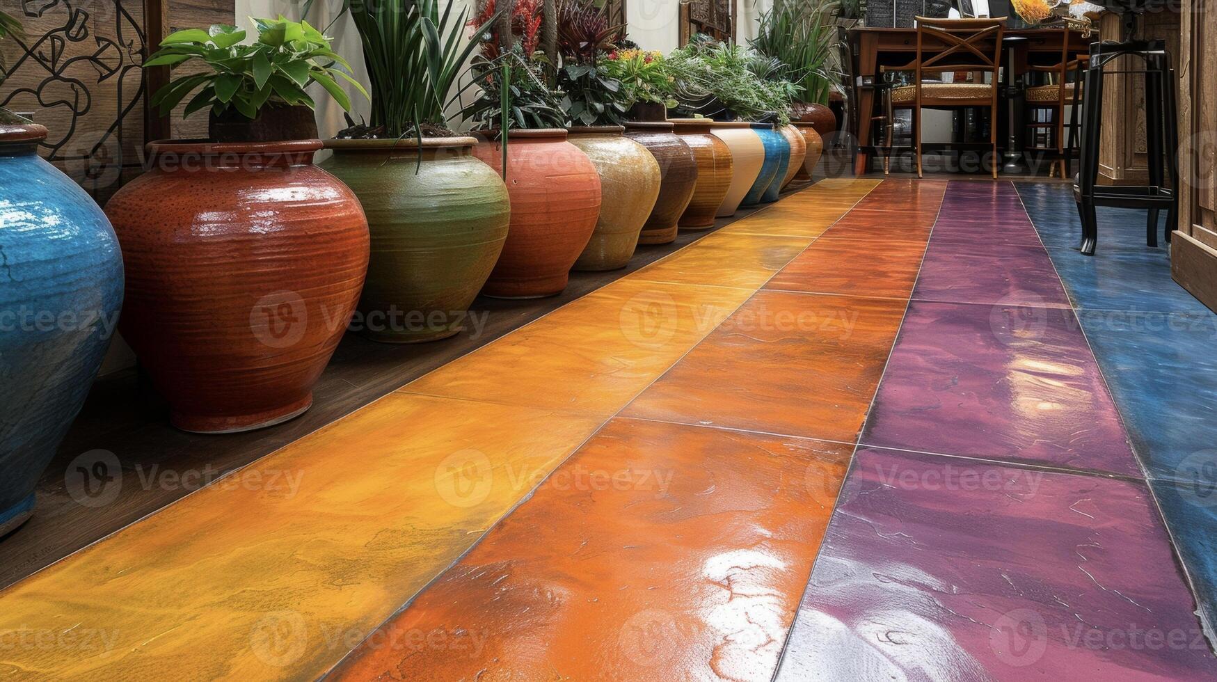 Say goodbye to boring and hello to bold with the striking colors and patterns achieved by acidstaining concrete floors photo