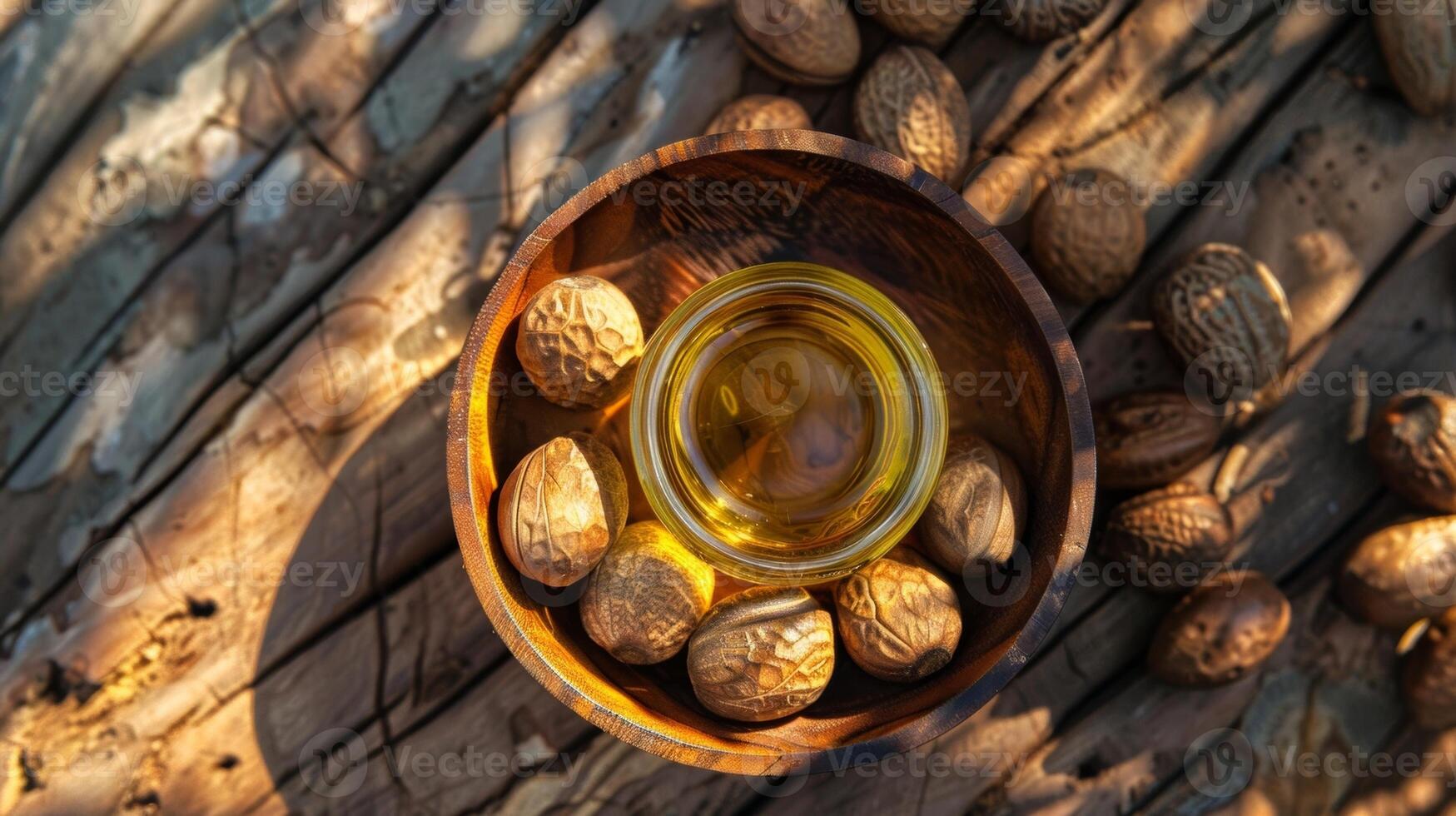 A unique and versatile cooking oil made from shea nuts sourced from trees found in tropical regions providing a delicate nutty flavor to dishes without overwhelming other flavors photo