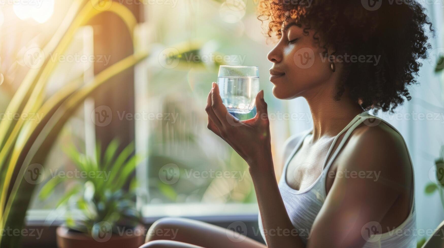 A person practicing gratitude while sipping on their drink incorporating mindfulness techniques into their daily routine photo