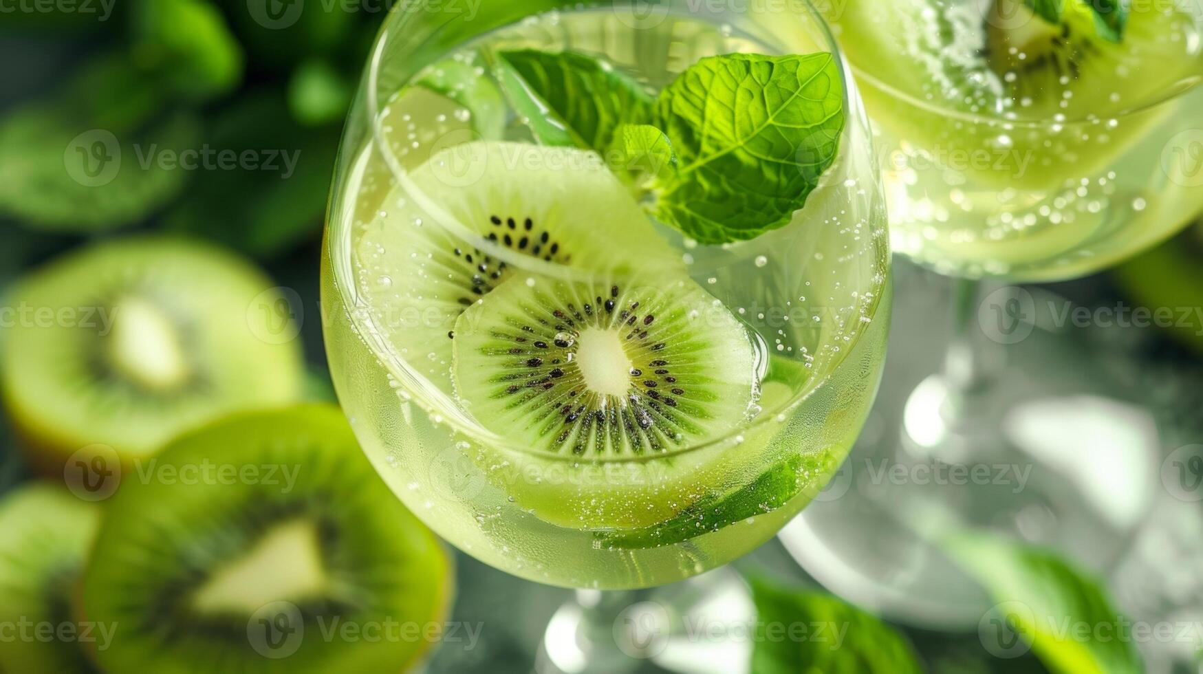 un mezcla de kiwi y melón complementando un suave pinot grigio para un tropical giro en un tradicional emparejamiento foto