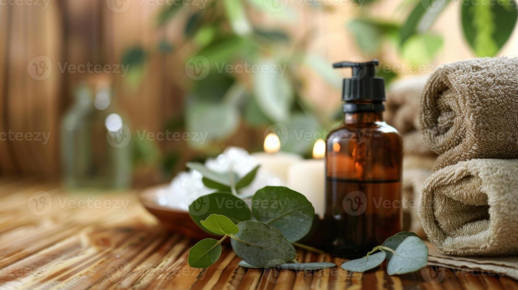 The soothing scent of eucalyptus oil diffusing in the sauna easing congestion and promoting deep breathing. photo
