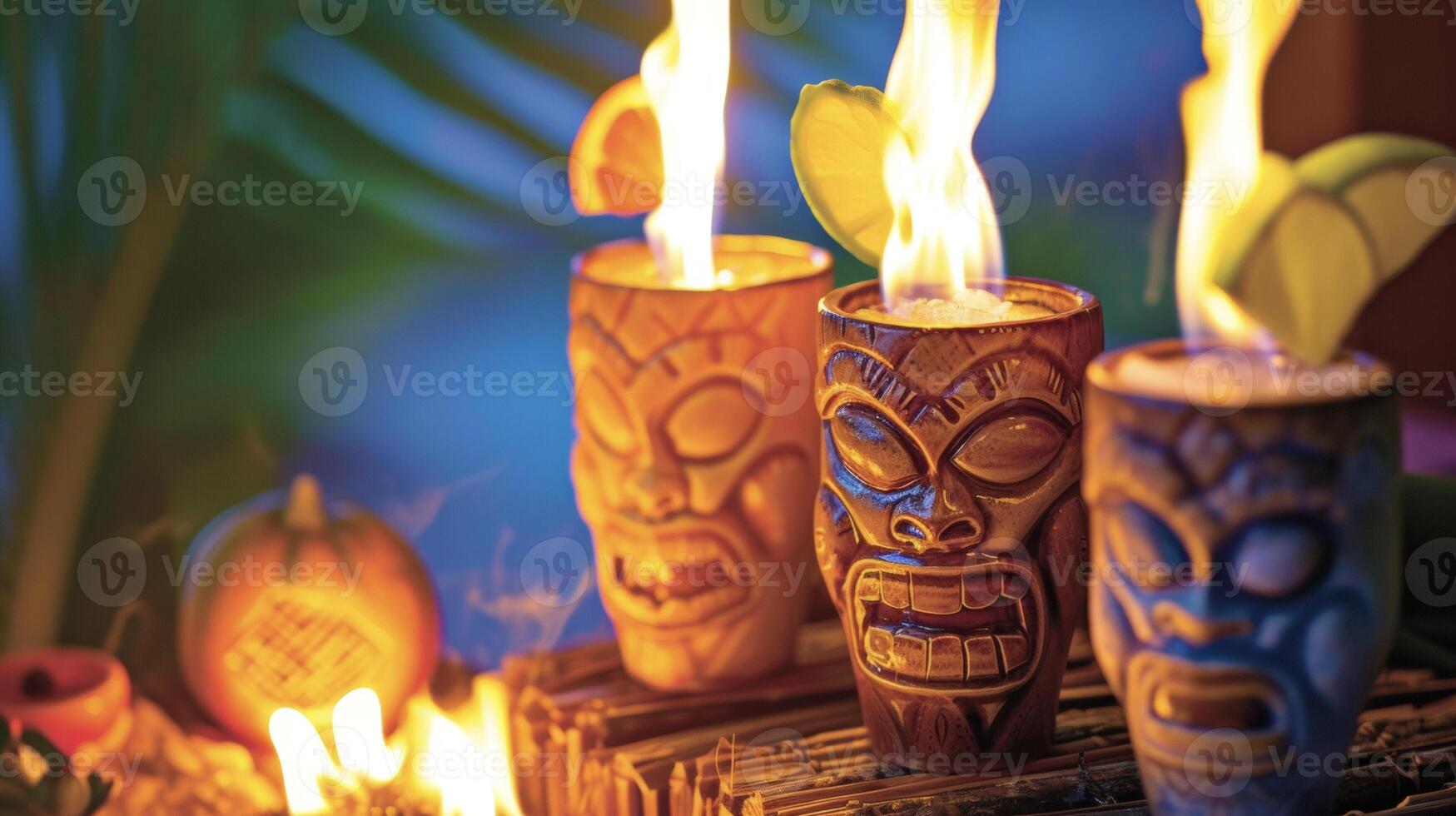 As the sun sets the tiki torch punch comes to life its vibrant flames illuminating the party with a bold tropical flavor photo