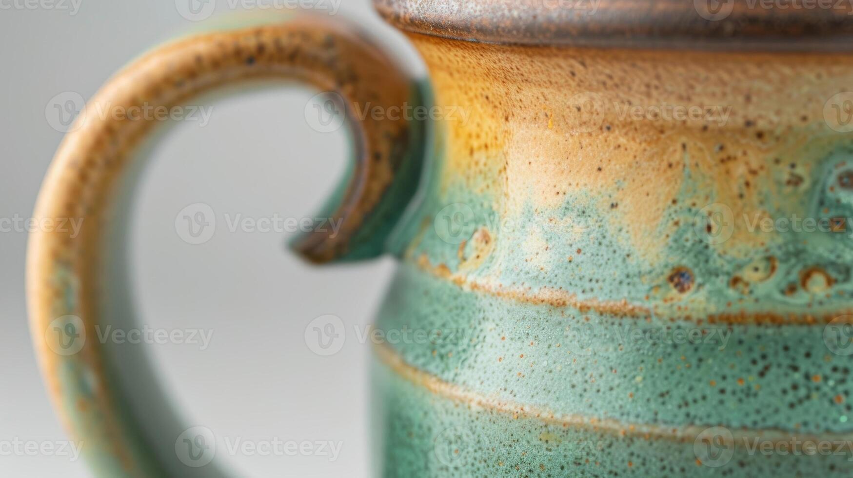 A closeup of the mugs handle showing off its seamless attachment to the body of the mug a testament to the potters skill. photo