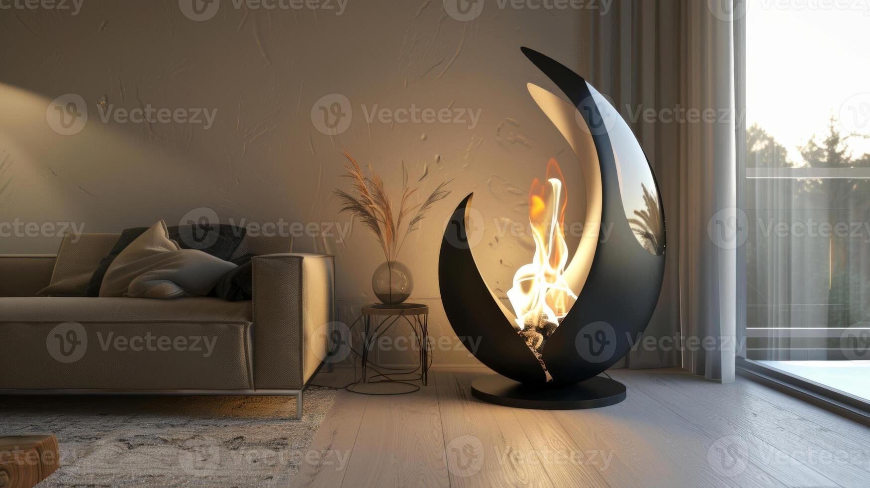 With its modern design and rotating feature this fireplace is a perfect blend of style and functionality. 2d flat cartoon photo