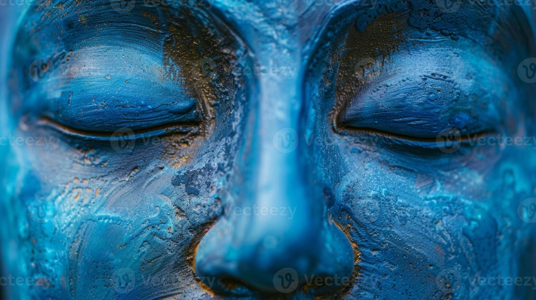 An image of a serene face with closed eyes showing the deep state of relaxation and inner tranquility achieved through practicing guided imagery meditation photo