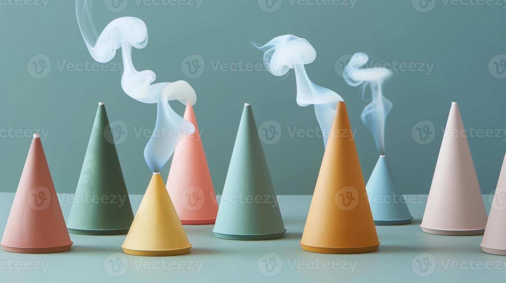 A set of artisanal incense cones inspired by different aromatic landscapes such as a cozy cabin a tropical oasis and a fresh pine forest to transport your senses to different destination photo