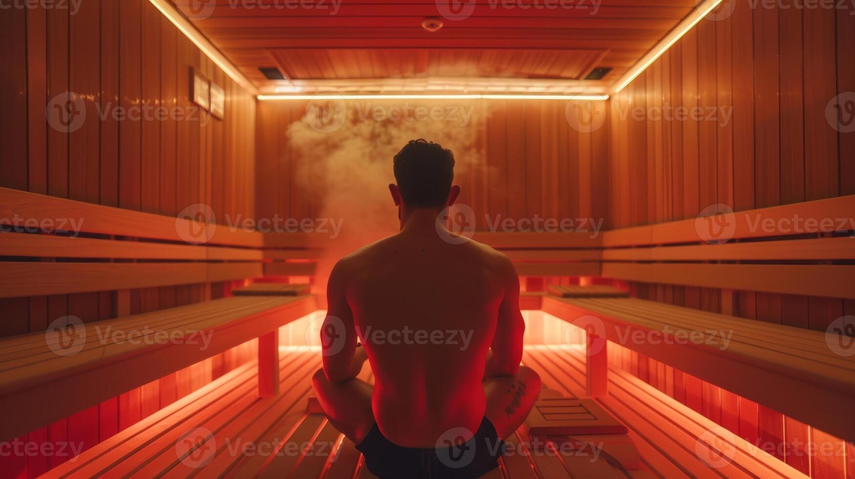 The saunas intense heat acts almost like a warm hug providing a sense of comfort and security to the stressed individual. photo