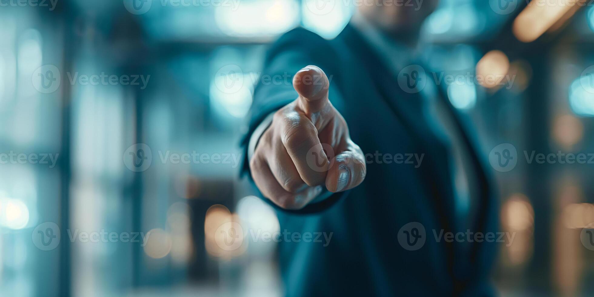 AI generated Confident Business Professional Pointing Finger Forward photo