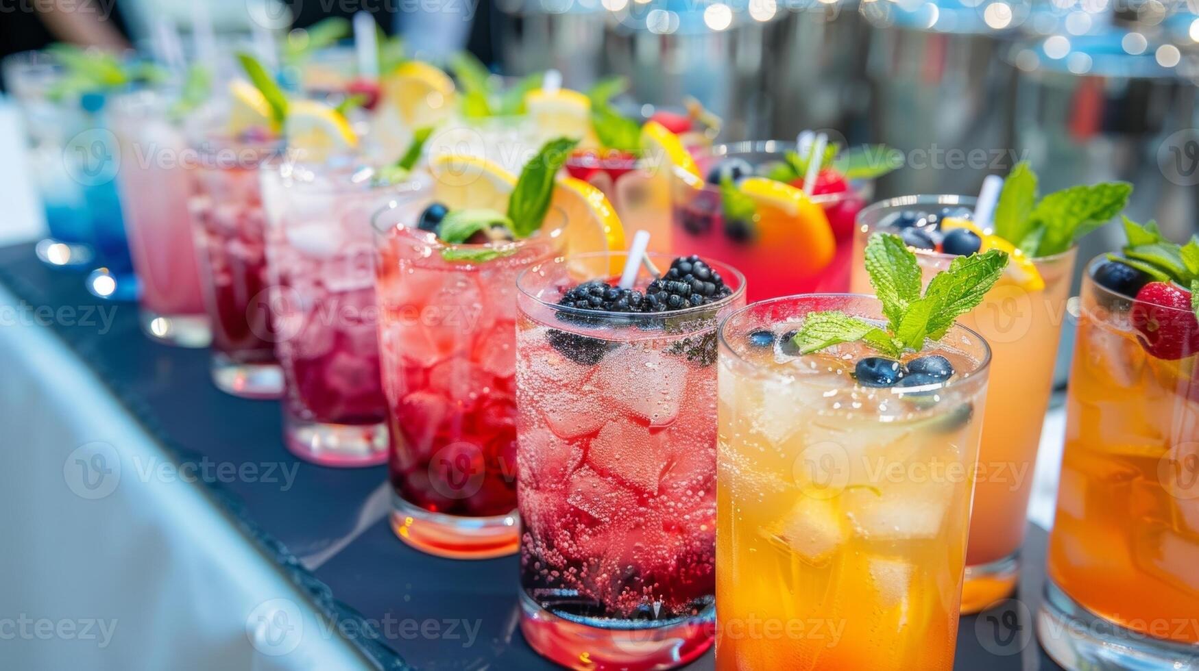 A display of mock cocktails with creative names adding to the fun atmosphere of the alcoholfree event photo