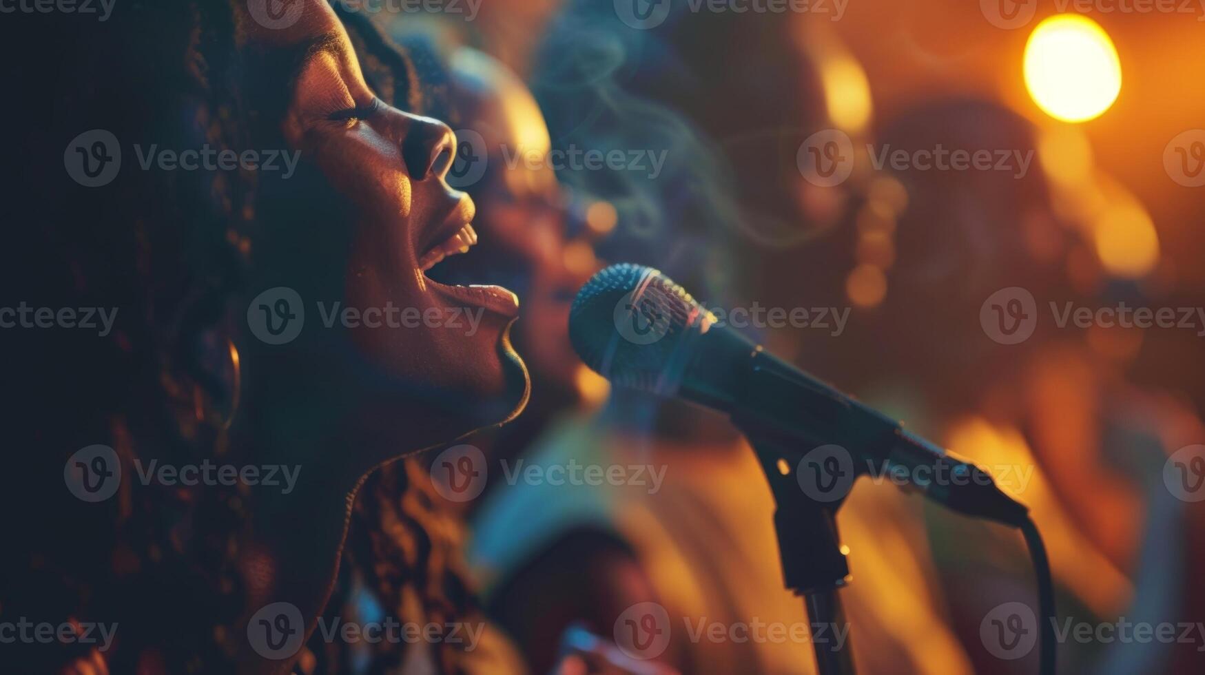 A group of shy individuals slowly gaining confidence as they sing along to the music thanks to the supportive and nonjudgmental atmosphere photo