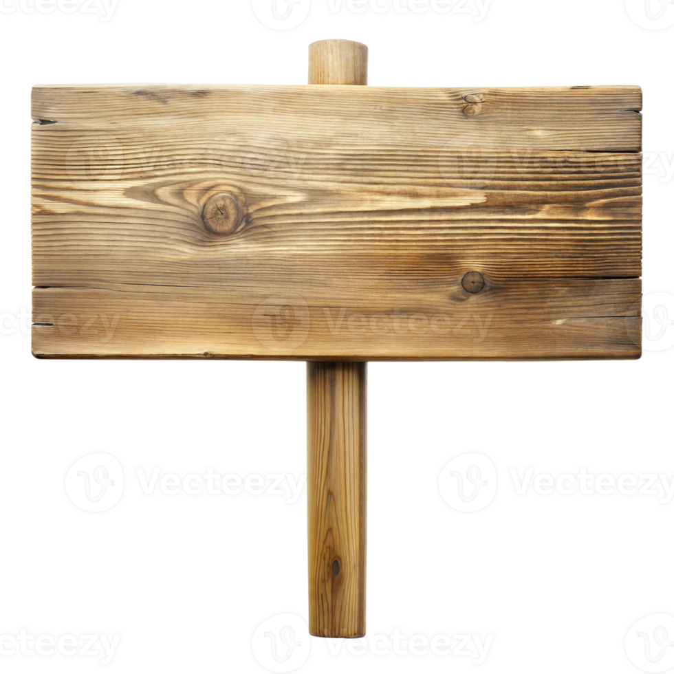 A blank wooden sign on a post, ideal for text or symbols png