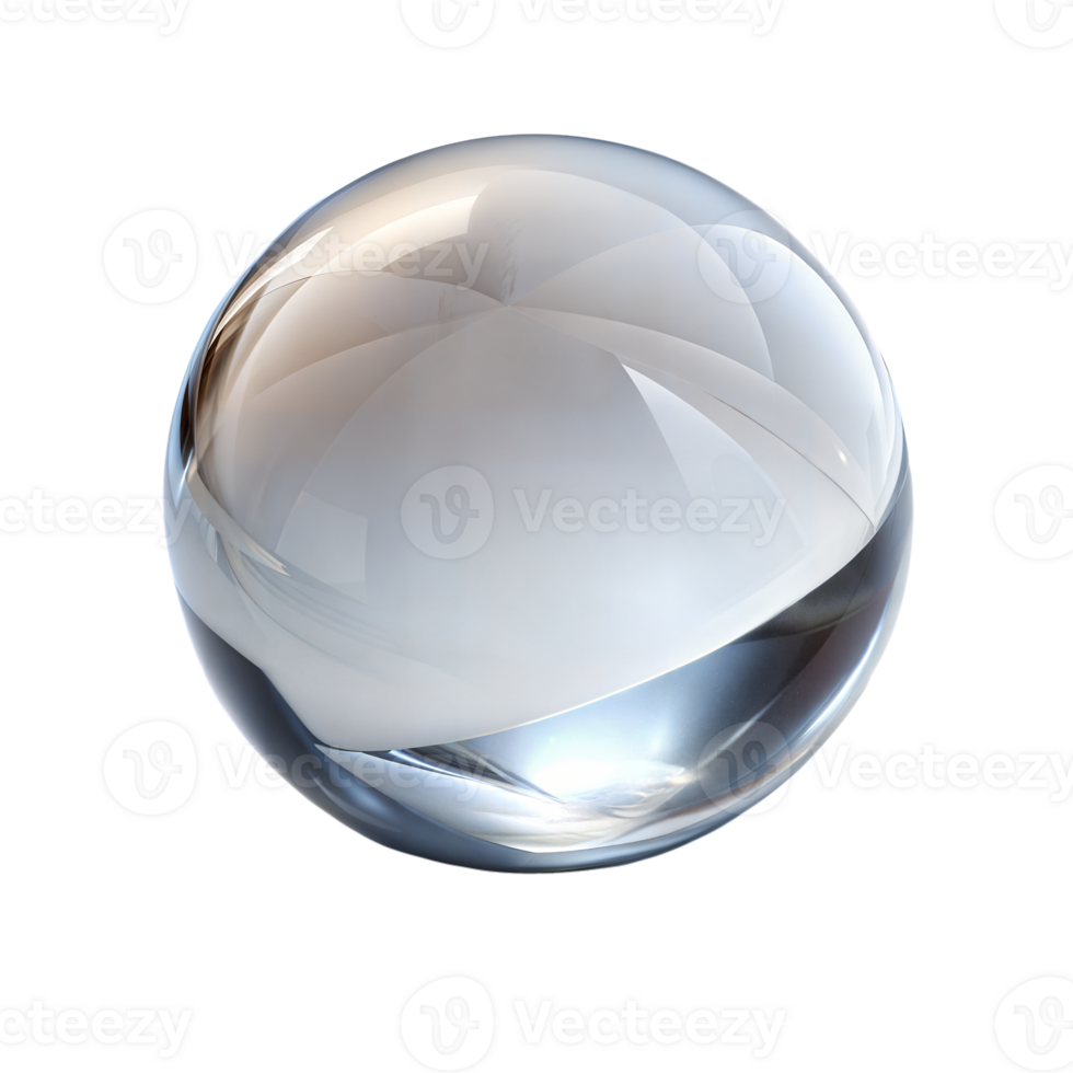 A sparkling crystal ball casts reflections and refractions against a transparent backdrop png