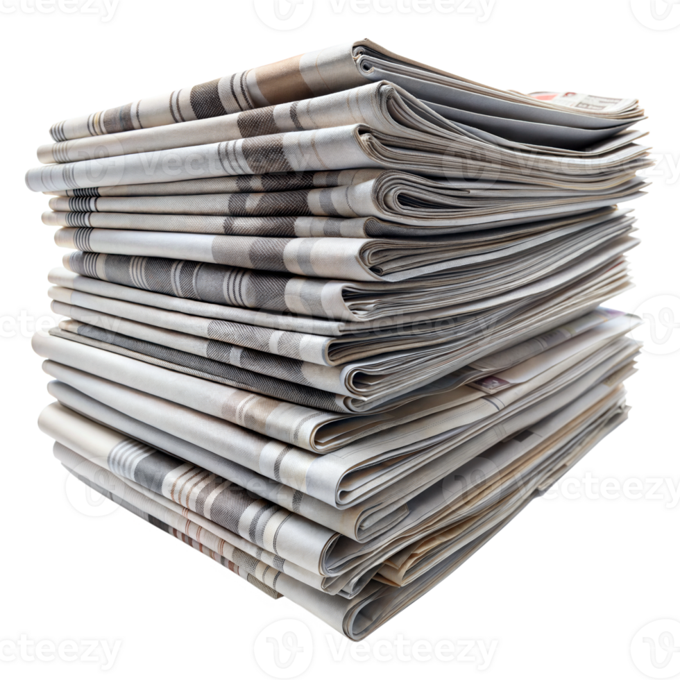 Neatly stacked pile of folded newspapers png