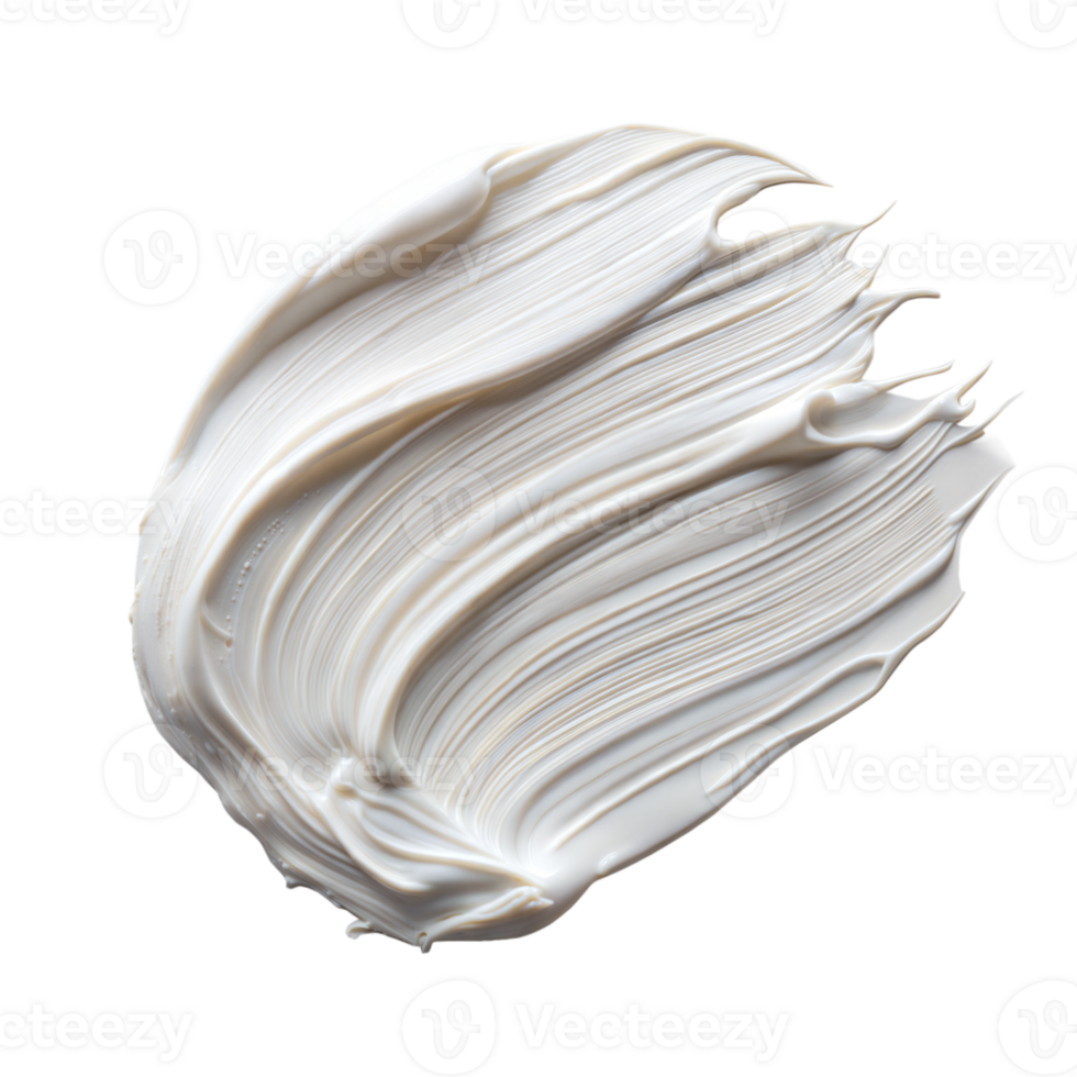 Streak of white cream with textured detail against a transparent backdrop png
