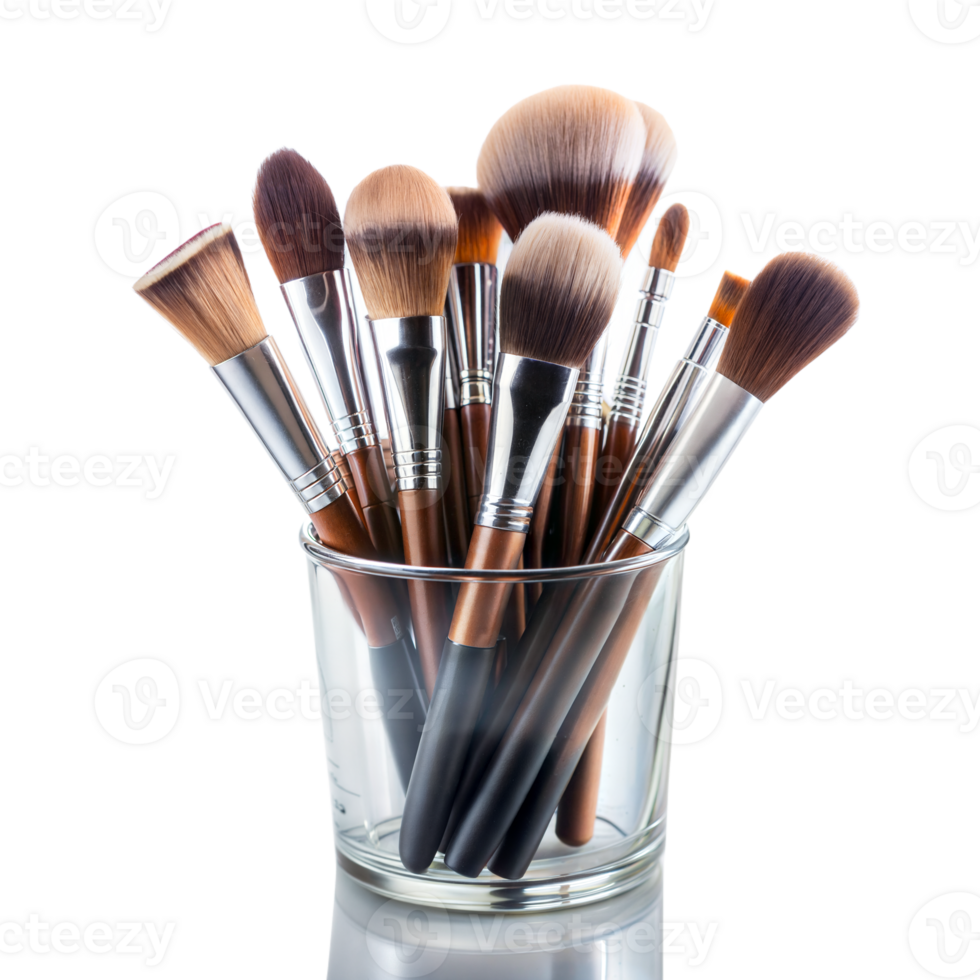 A set of makeup brushes in varying sizes and shapes for cosmetic application png