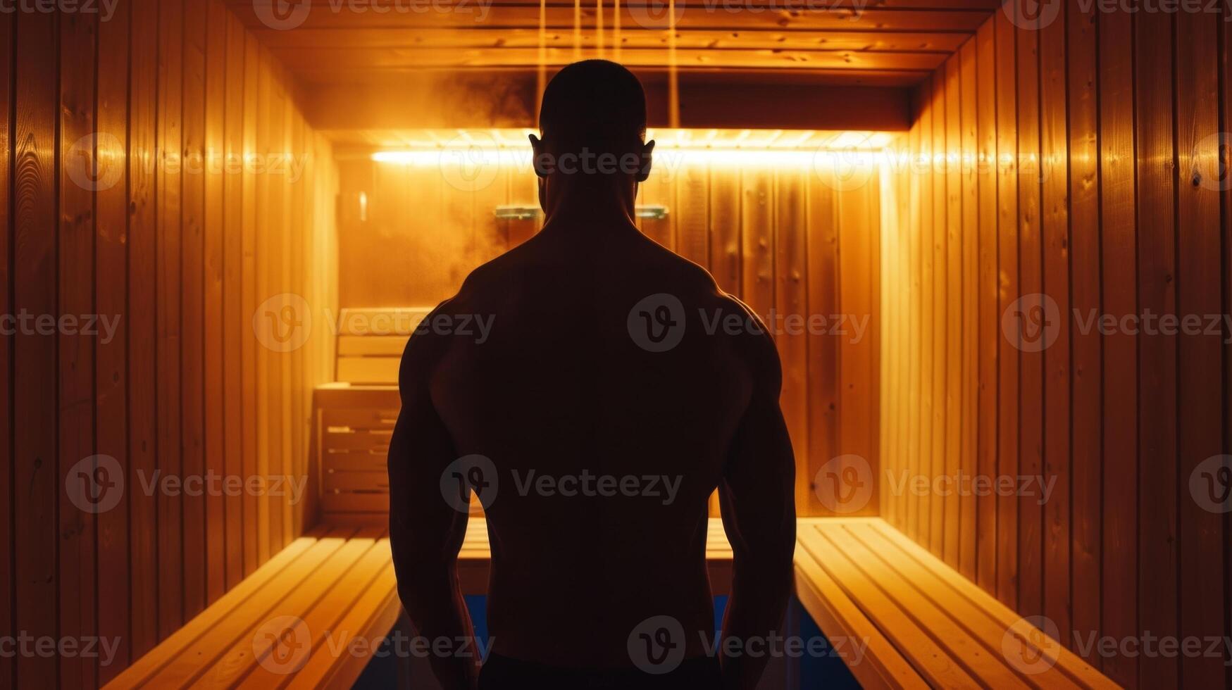 Stepping into the sauna the individual feels the tension in their muscles gradually melt away. photo