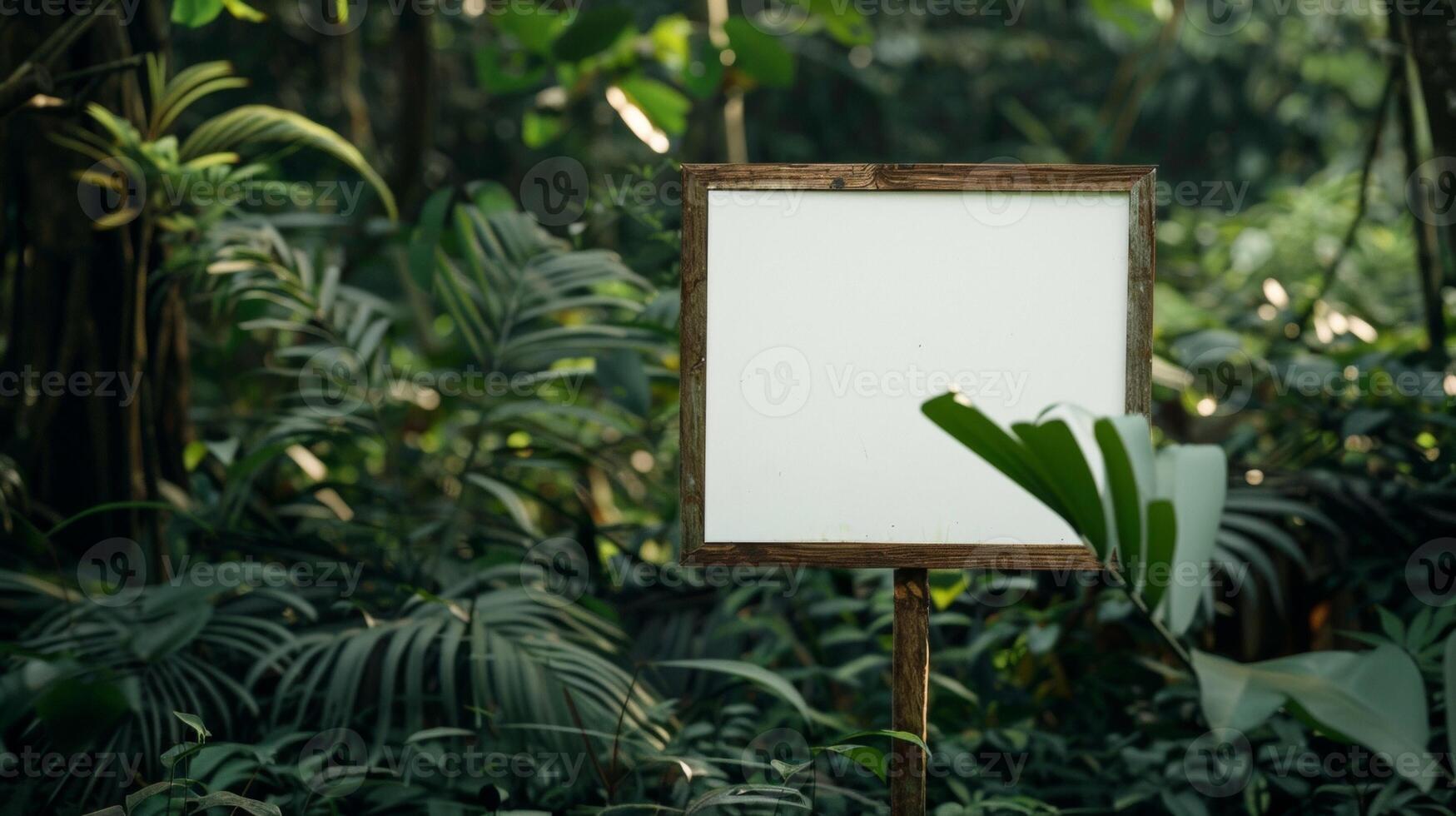 Blank mockup of ecotourism sign with facts about the ecosystem and its fragility photo