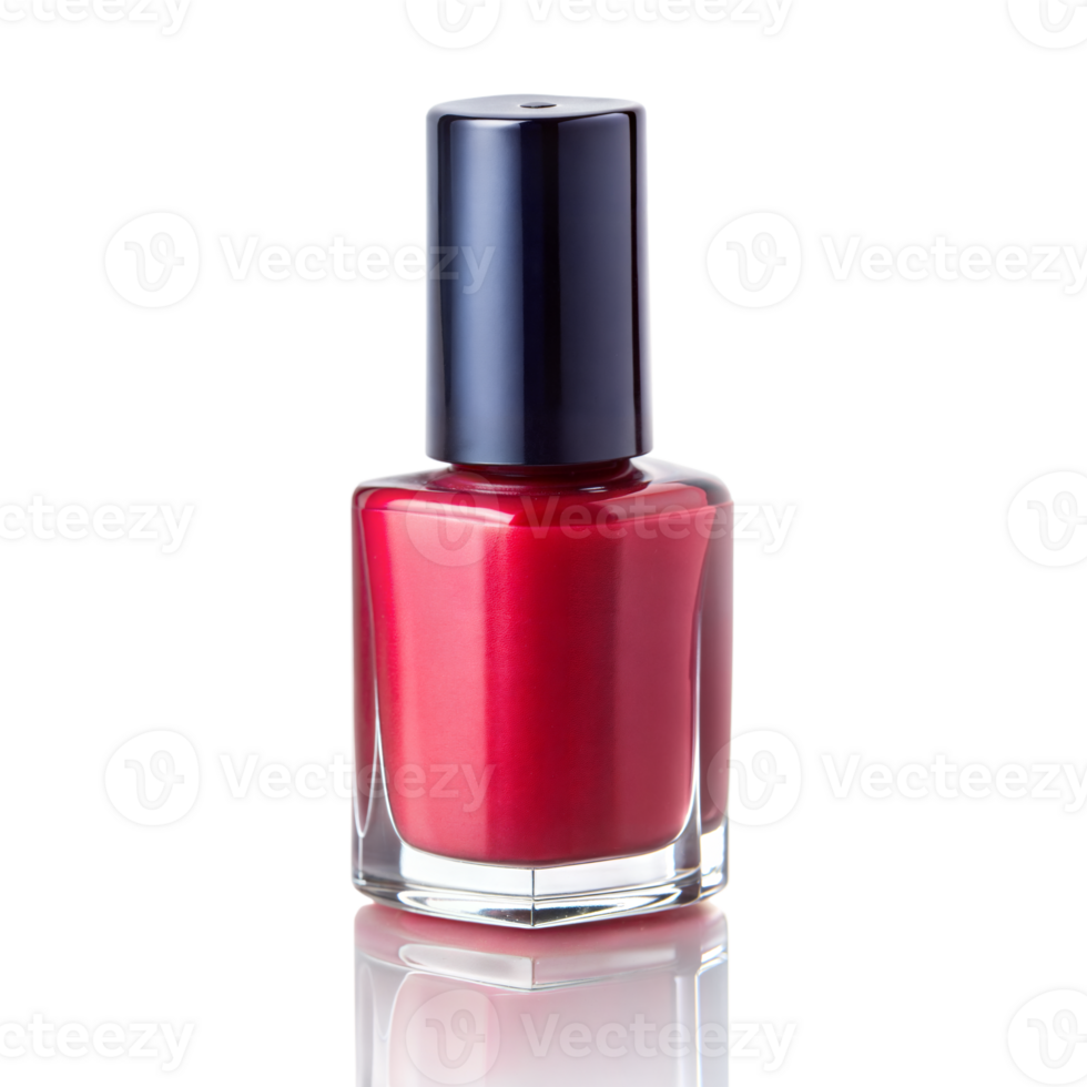 A single bottle of red nail polish elegantly presented png