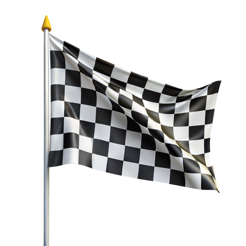 A checkered racing flag fluttering in the breeze png