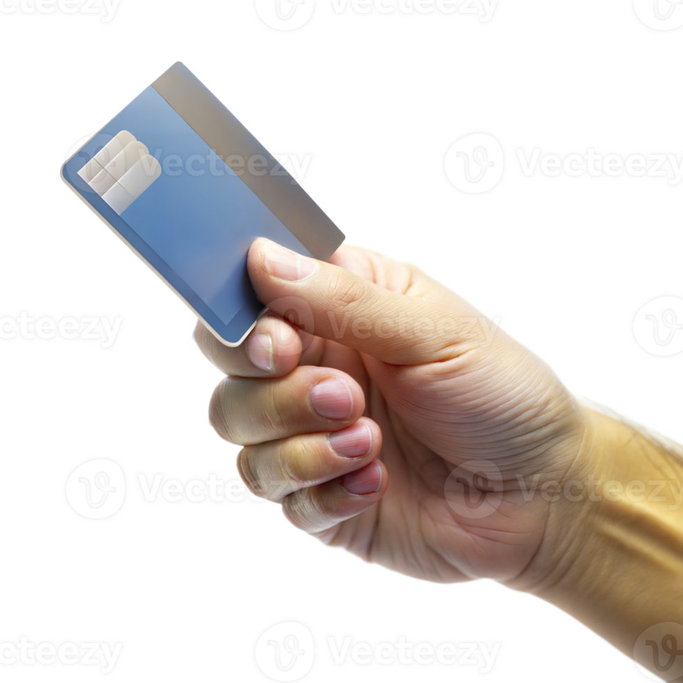A close-up of a hand presenting a credit card png