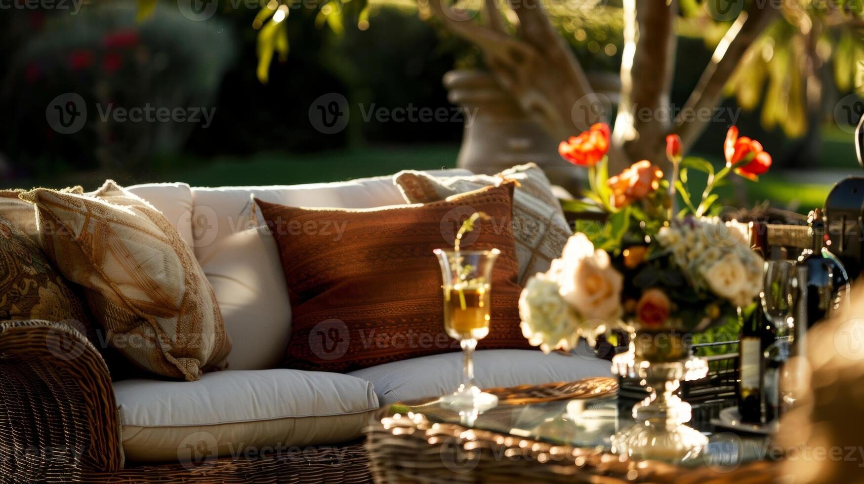 Chic and comfortable seating arrangements inviting the couple to sit back relax and enjoy each others company photo