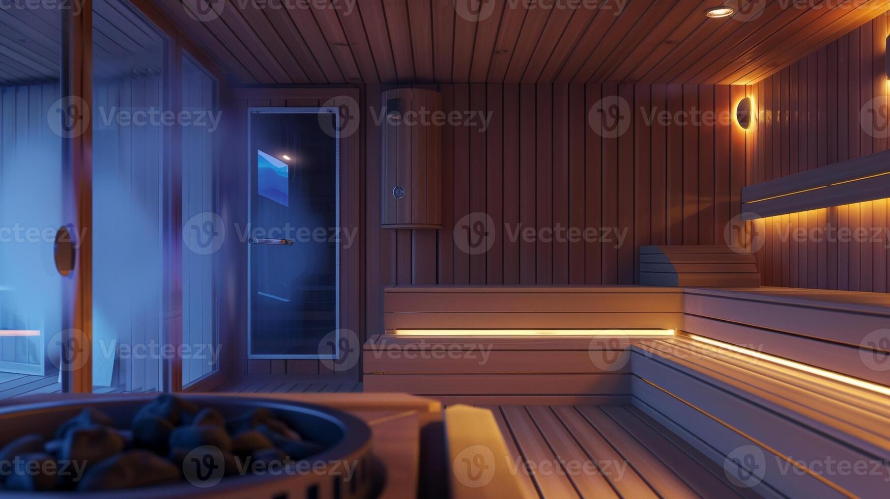A virtual sauna session with a feature to adjust the temperature and humidity levels according to individual preferences. photo