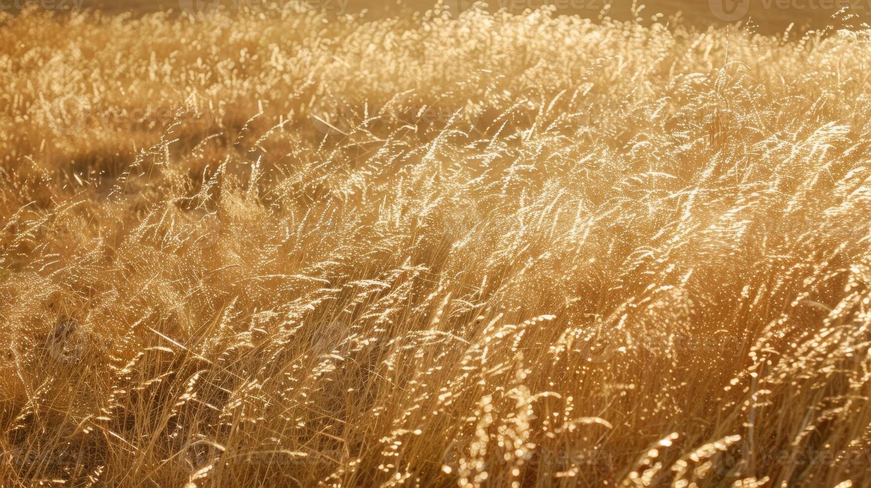 Wisps of golden light dance across the tall grass creating a magical atmosphere on the ranch photo