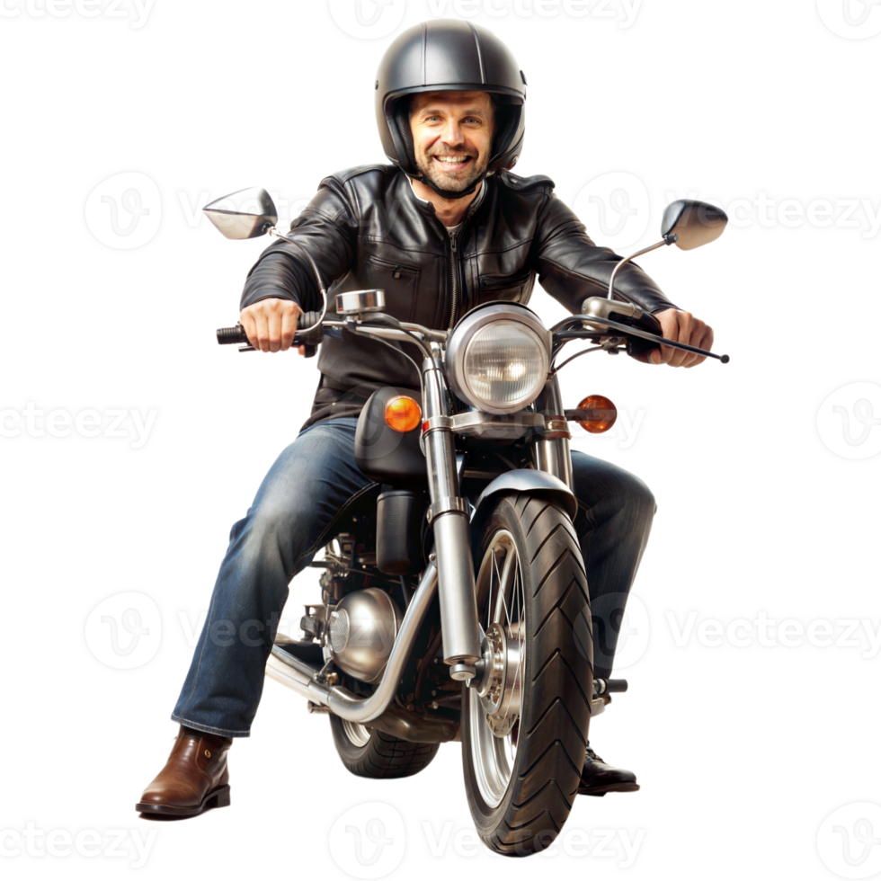 allegro motociclista con casco su un' motocicletta png