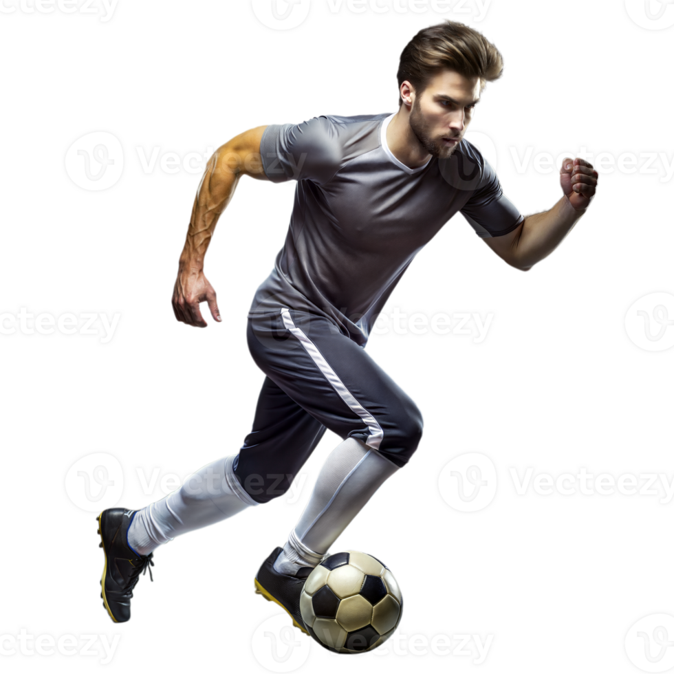 Athletic man in sportswear skillfully controlling a soccer ball png