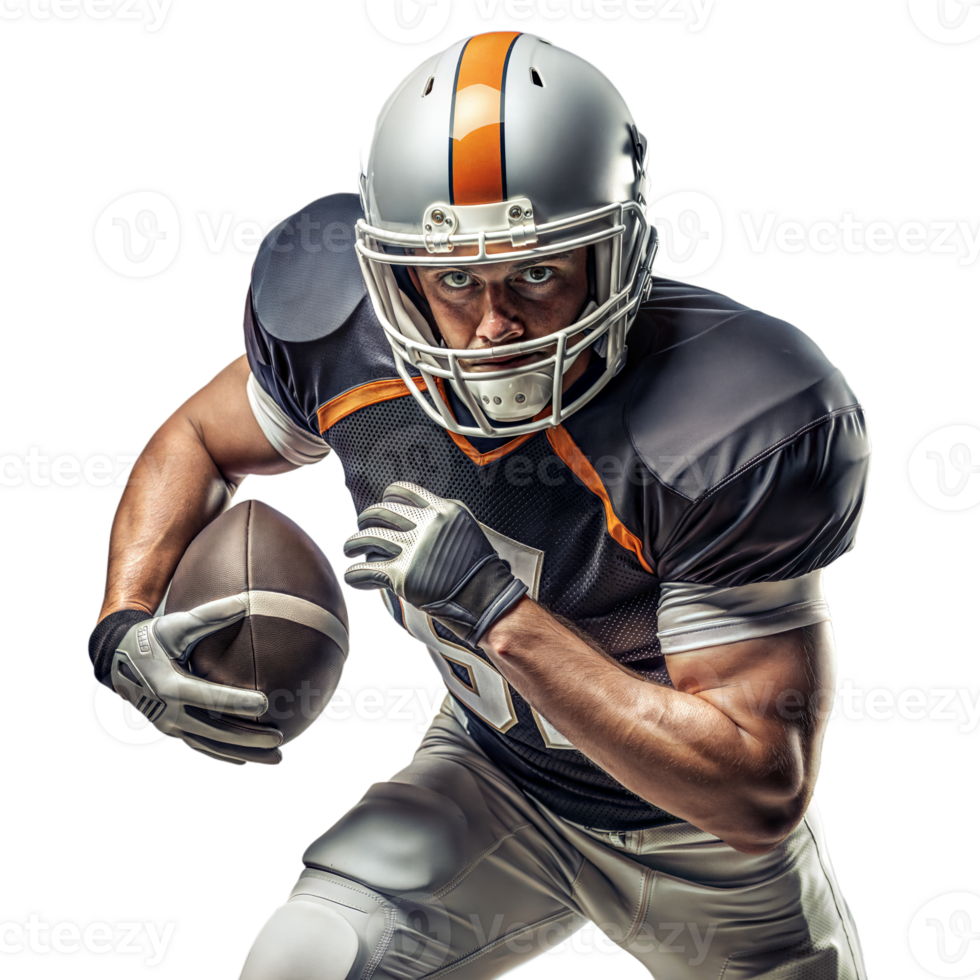 Determined football player charging with the ball png