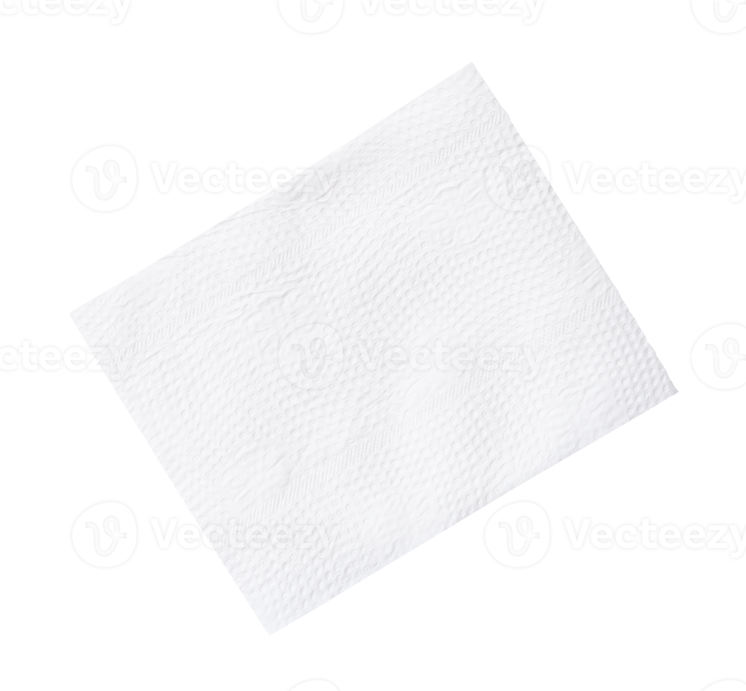 Top view of folded tissue paper or napkin paper isolated with clipping path in file format png