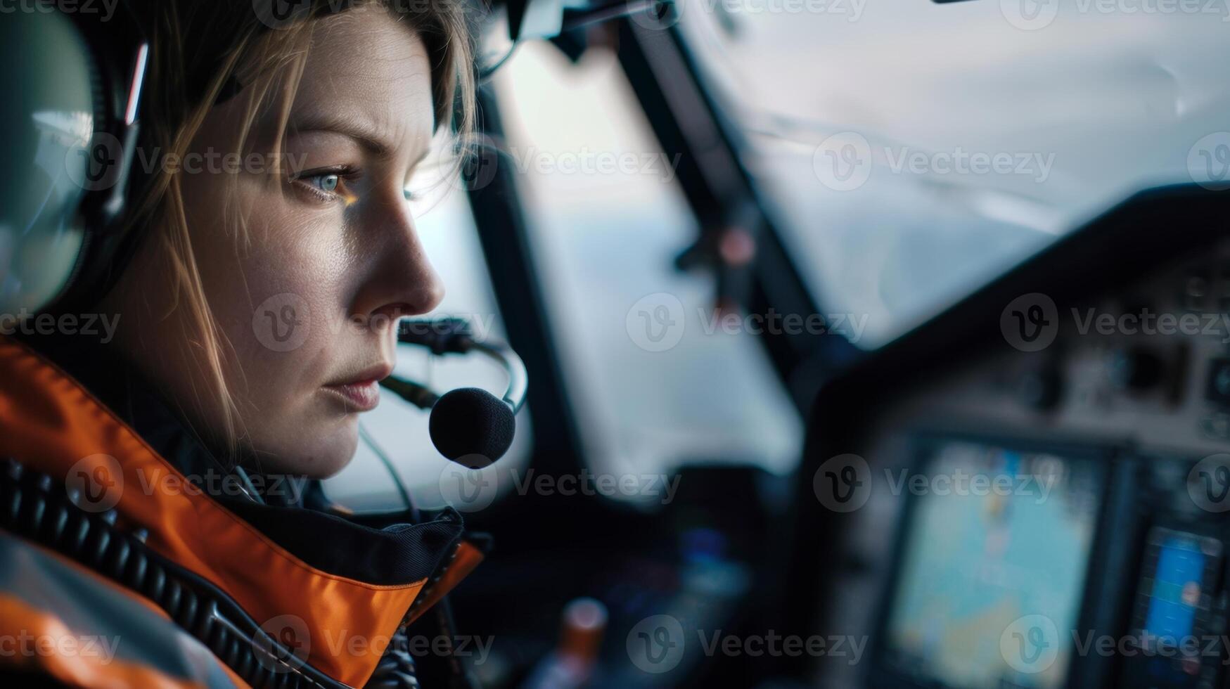 Inside the cabin the operator uses a headset to communicate with ground crew ensuring seamless teamwork photo