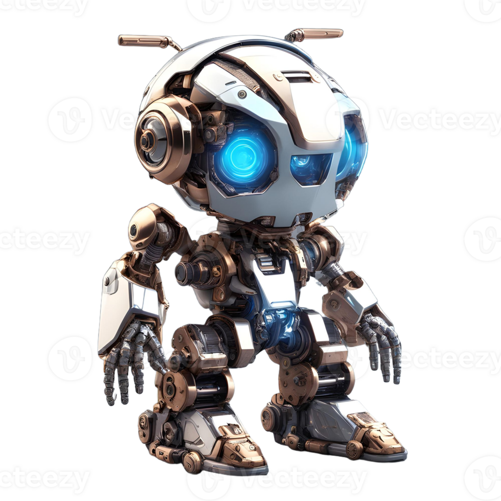 3d rendering close-up artificial intelligence robot with graphic display png