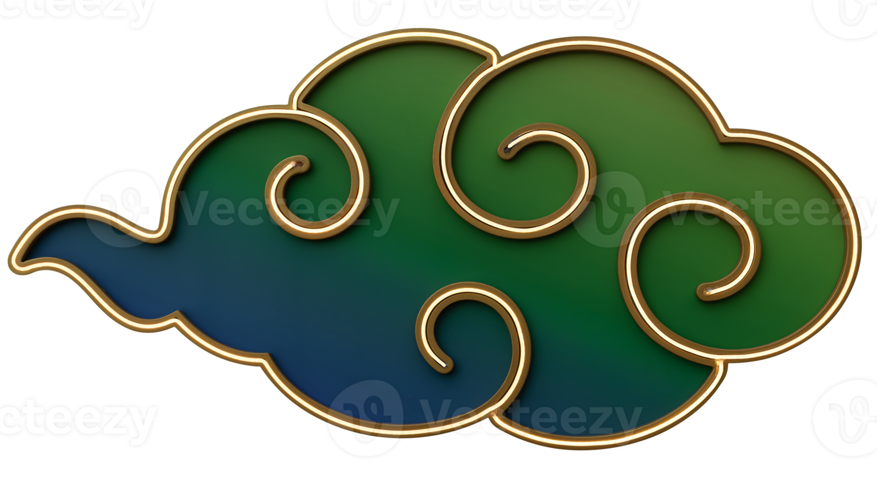 Green and blue cloud light box png
