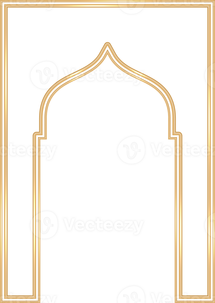 Ramadan Islamitisch boog kader. moslim traditioneel deur illustratie voor bruiloft uitnodiging post en Sjablonen. gouden kader in oosters stijl. Perzisch ramen vorm png