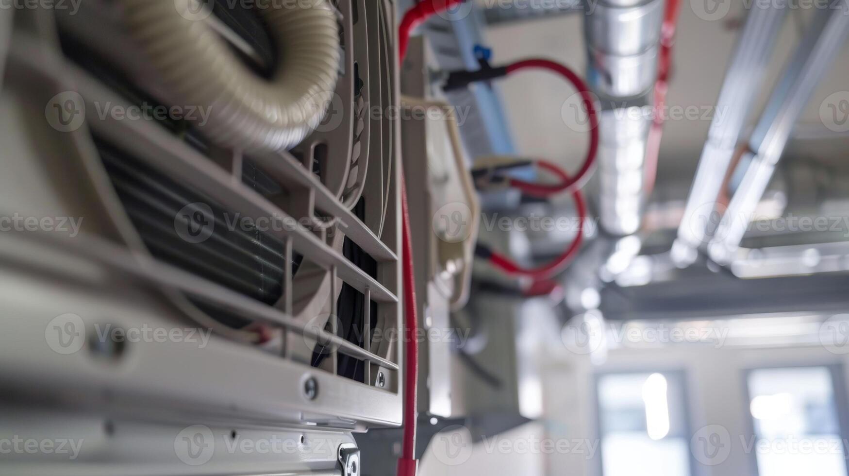 With precision and expertise the team installs and connects the various components of the air conditioning system photo