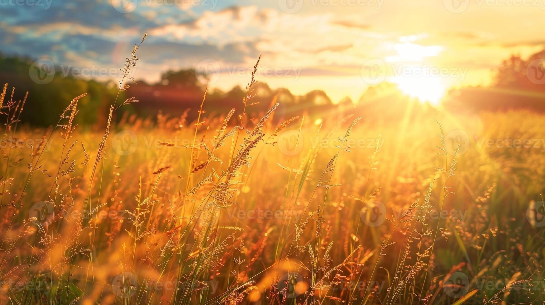 A peaceful meadow with a gentle breeze blowing through the tall grass serving as a backdrop for someone to let go of tension and stress through guided imagery meditation photo